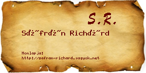 Sáfrán Richárd névjegykártya